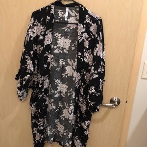 Black floral robe